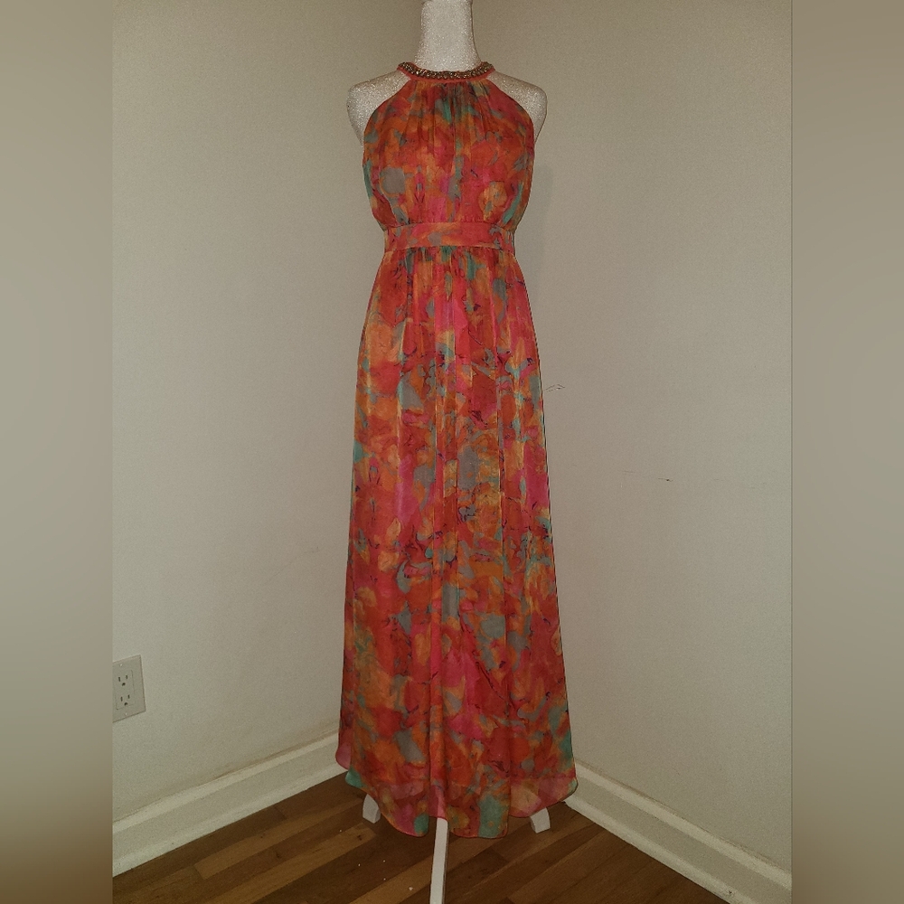 Multicolor Strapless Maxi Dress